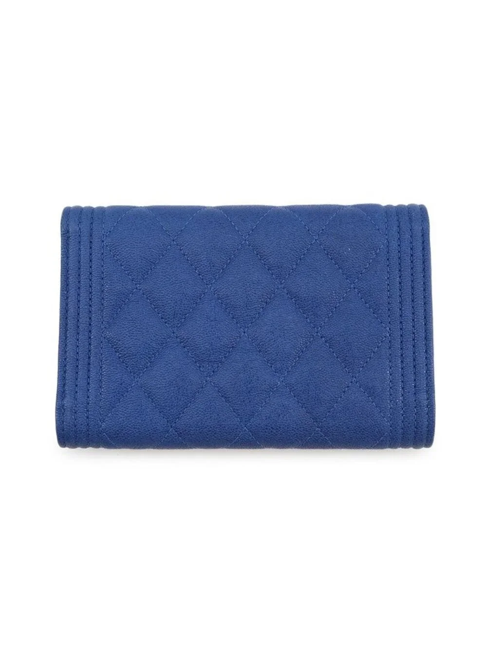 Chanel Trifold Wallet Boy CC Logo Quilted Caviar Leather